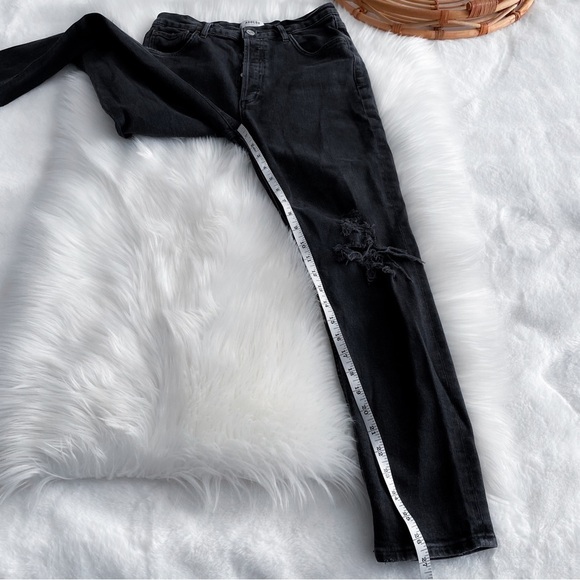 Agolde Black Nico High Wasted Ripped Knee Button Fly Slim Jean Distressed - Picture 15 of 16